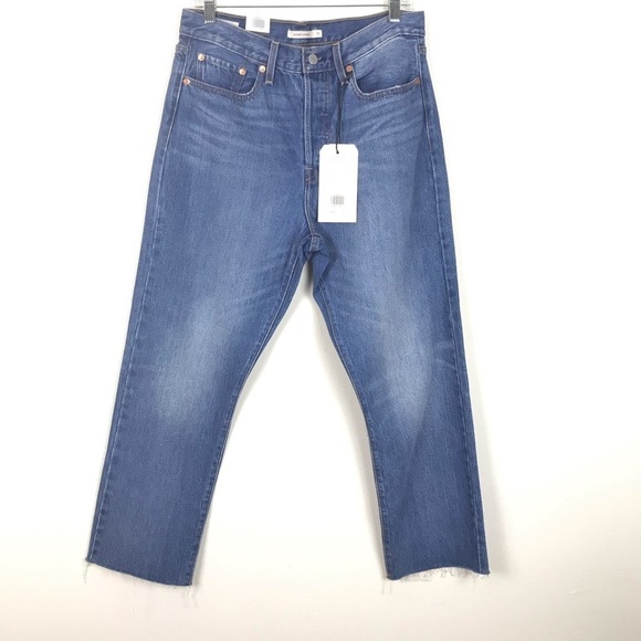 Levi’s Premium Wedgie Straight High Rise Raw Hem Jeans 31 - Picture 2 of 8